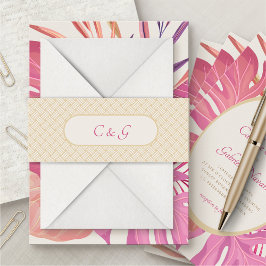 Cintas Para Invitaciones Boda rosa de la playa tropical