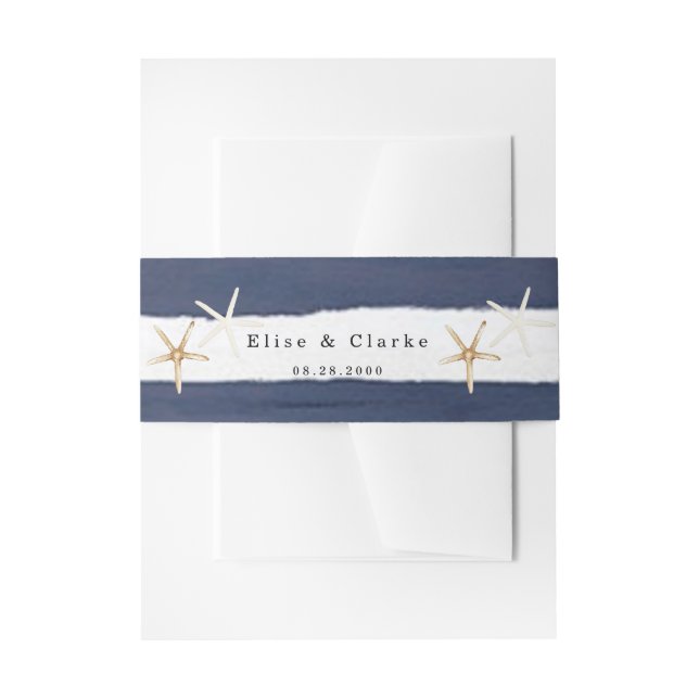 Cintas Para Invitaciones Boda rosa de Marina Nautical Bloom Naval Rubor (Anverso Ejemplo)