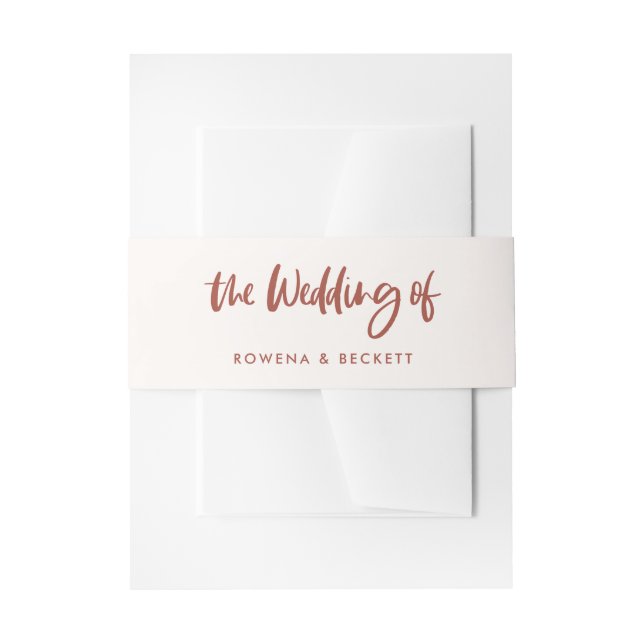 Cintas Para Invitaciones Boda rosa de nieve moderno y elegante (Anverso Ejemplo)