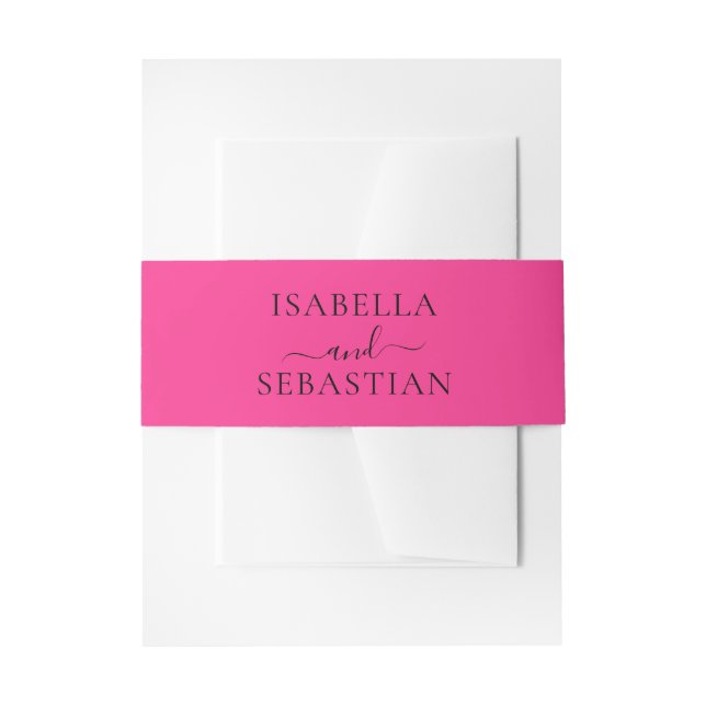 Cintas Para Invitaciones Boda Rosa Fucsia Caliente  (Anverso Ejemplo)