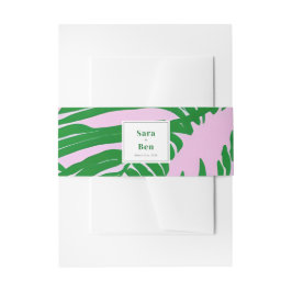 Cintas Para Invitaciones Boda rosa moderno + verde palmera