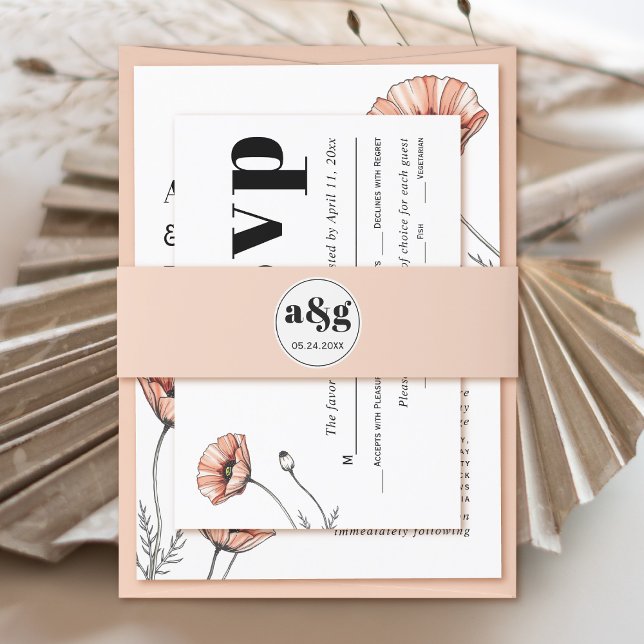 Cintas Para Invitaciones Boda rosado de melocotón sencillo y elegante (Subido por el creador)