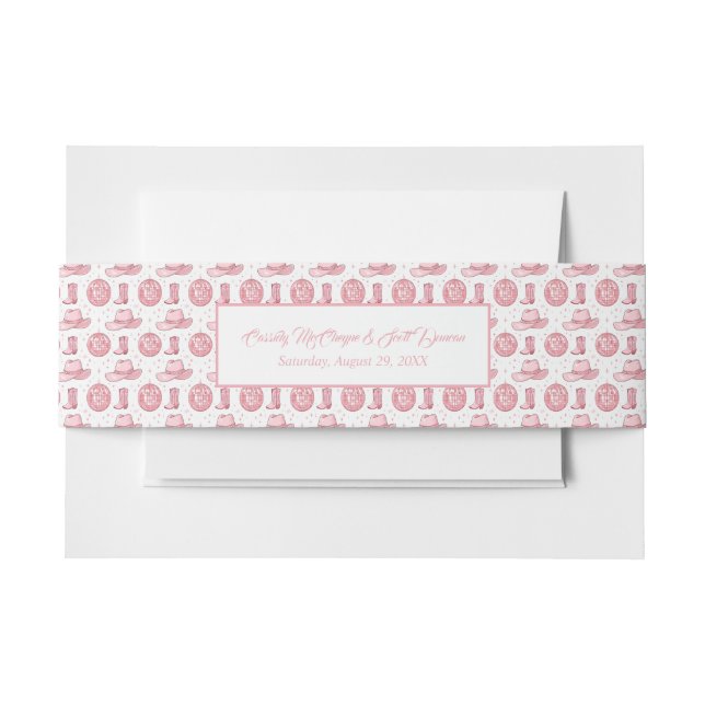 Cintas Para Invitaciones Boda rosado de país ruso (Anverso Ejemplo)