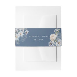 Cintas Para Invitaciones Boda Rosas Floral Dusty Blue Elegant