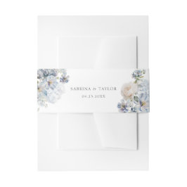 Cintas Para Invitaciones Boda Rosas Floral Dusty Blue Elegant