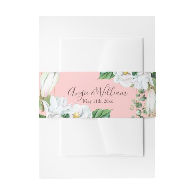 Cintas Para Invitaciones Boda Rubor de acuarela Magnolia (Anverso Ejemplo)