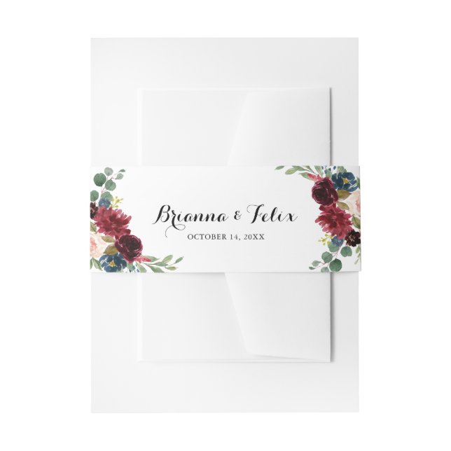 Cintas Para Invitaciones Boda ruso de caligrafía borgoñesa (Anverso Ejemplo)