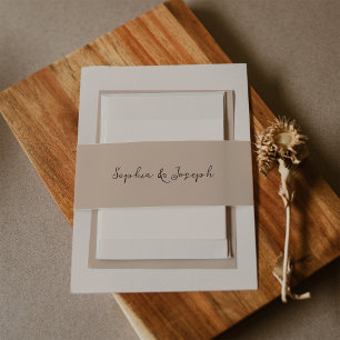 Cintas Para Invitaciones Boda ruso minimalista   Beige neutral oscuro