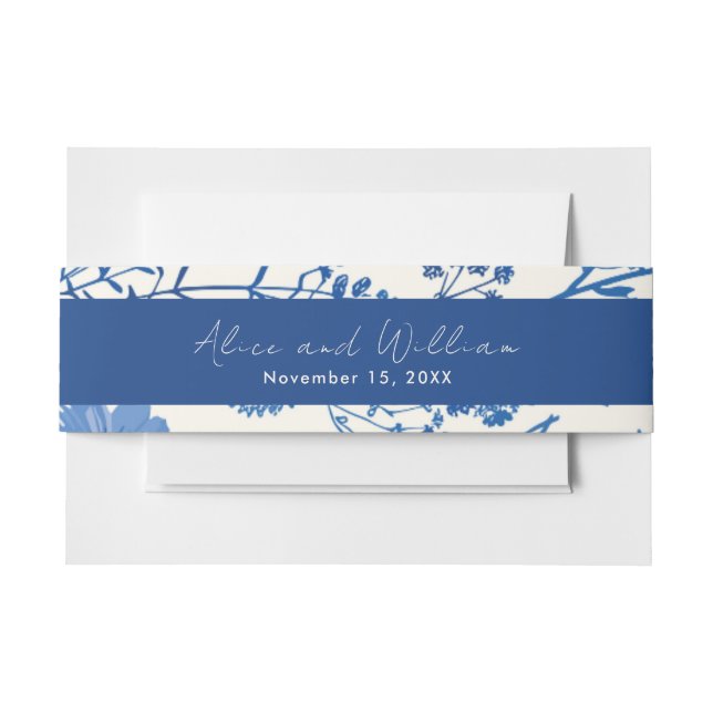 Cintas Para Invitaciones Boda Rustic Blue Wildflowers (Anverso Ejemplo)