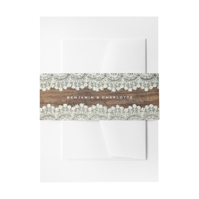 Cintas para invitaciones | Boda Rustic Wood Lace (Anverso Ejemplo)