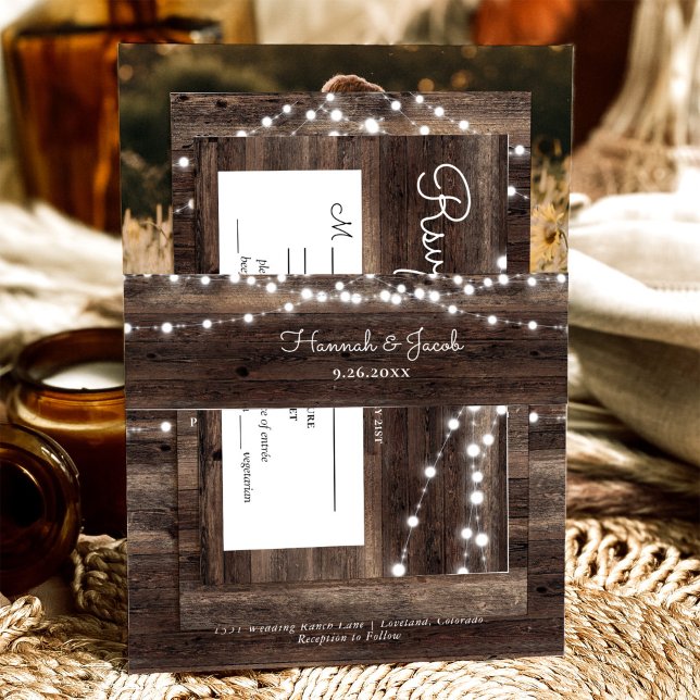 Cintas Para Invitaciones Boda Rustic Wood String Lights (Subido por el creador)