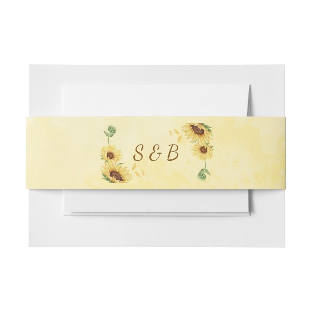 Cintas Para Invitaciones Boda Rústica Amarilla Girasol Romántica (Anverso Ejemplo)