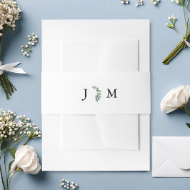 Cintas Para Invitaciones Boda Rústica Botánica con Verde de Eucalipto