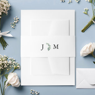 Cintas Para Invitaciones Boda Rústica Botánica con Verde de Eucalipto