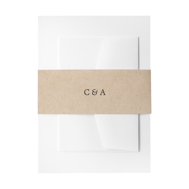 Cintas Para Invitaciones Boda Rústica con Monograma Marrón Simple (Anverso Ejemplo)