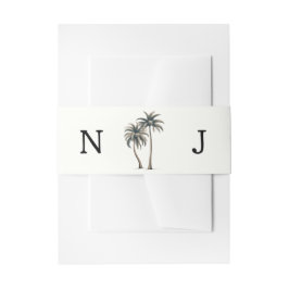 Cintas Para Invitaciones Boda Rústica Costera con Palma Tropical