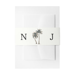 Cintas Para Invitaciones Boda Rústica Costera con Palma Tropical