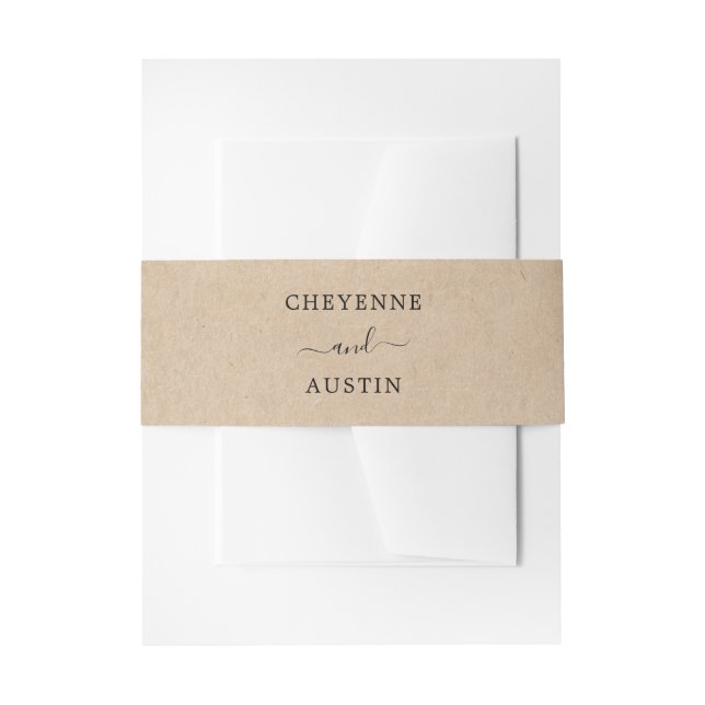Cintas Para Invitaciones Boda Rústica Elegante Sencilla Marrón (Anverso Ejemplo)