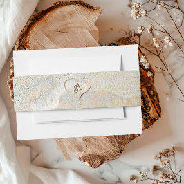 Cintas Para Invitaciones Boda Rústica en la Playa Monograma de Corazón 