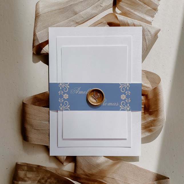 Cintas Para Invitaciones Boda rústica polvorienta azul beige (Subido por el creador)