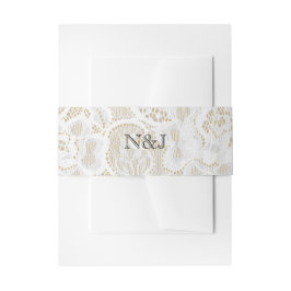 Cintas Para Invitaciones Boda Rústica Sencilla Elegante de Encaje Amarillo 