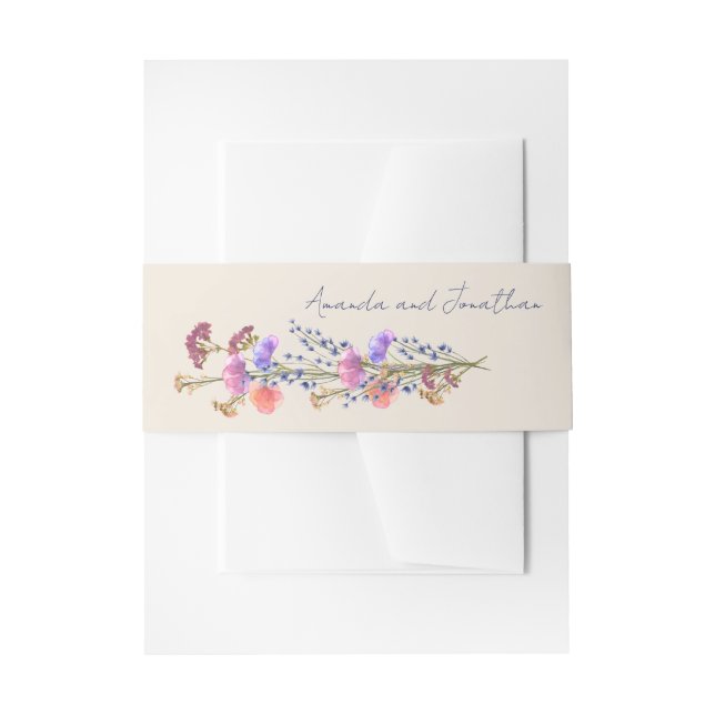 Cintas Para Invitaciones Boda rústico beige acrílico floral (Anverso Ejemplo)