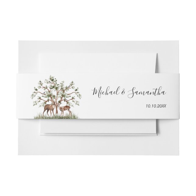 Cintas Para Invitaciones Boda Rústico de la Selva de Montaña de Acuarela (Anverso Ejemplo)