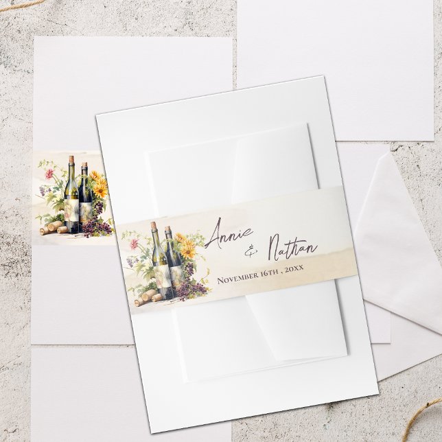 Cintas Para Invitaciones Boda Rústico de Moda inspirada en la gramevina (Grapevine-Inspired Chic Winery Rustic Wedding Invitation Belly Band)