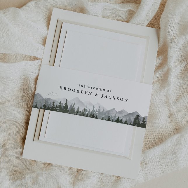 Cintas Para Invitaciones Boda Rústico de Pinos de Montaña (Subido por el creador)