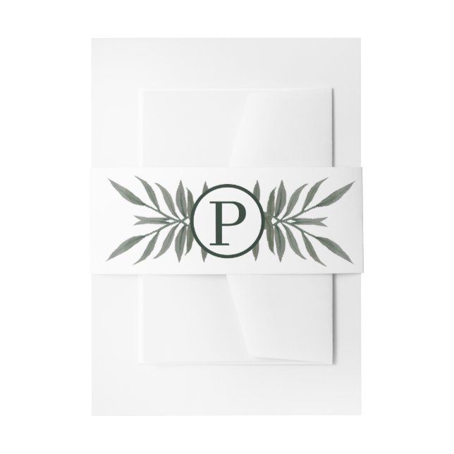 Cintas Para Invitaciones Boda rústico de vegetación vegetal botánica verde (Anverso Ejemplo)