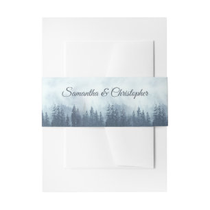 Cintas Para Invitaciones Boda Rústico del bosque de Pinos Azules Misty