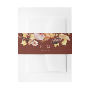 Cintas Para Invitaciones Boda Rústico Fall Floral Burgundy
