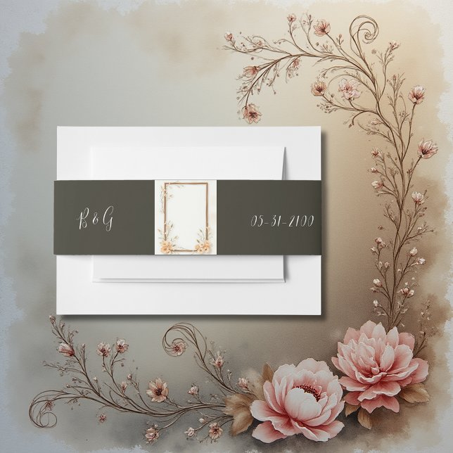 Cintas Para Invitaciones Boda rústico floral beige (Subido por el creador)