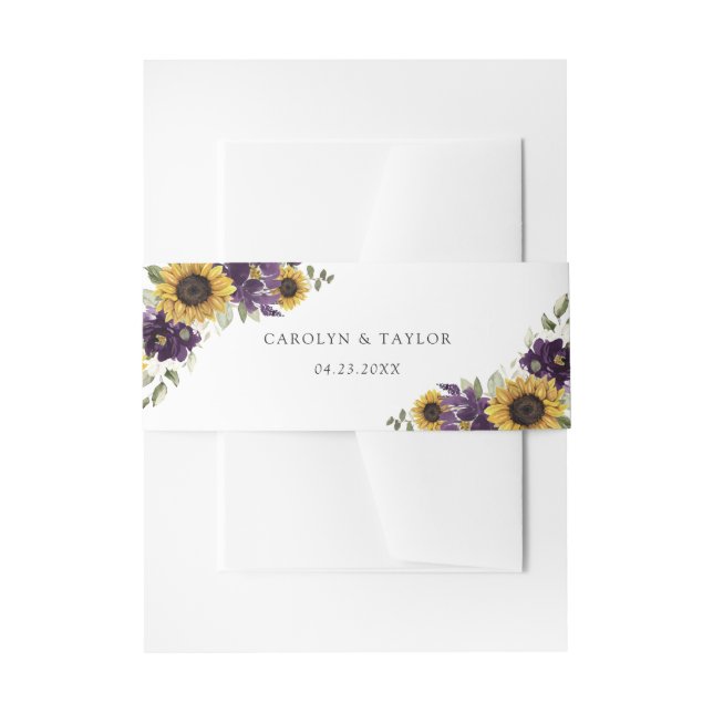 Cintas Para Invitaciones Boda Rústico Floral Violeta Púrpura de Sunflowers (Anverso Ejemplo)
