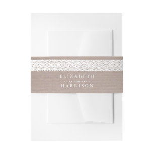 Cintas Para Invitaciones Boda Rústico Kraft & Vintage White Lace