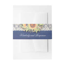 Cintas Para Invitaciones Boda Rústico Navy Lace y Sunflowers