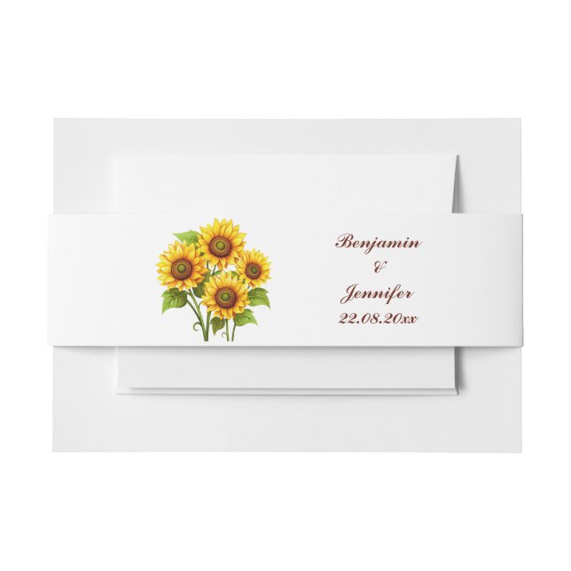 Cintas Para Invitaciones Boda Rústico Sencillo Elegante De Girasol (Anverso Ejemplo)