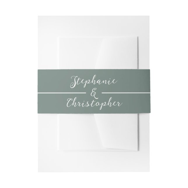 Cintas Para Invitaciones Boda Sage Green & White Script (Anverso Ejemplo)