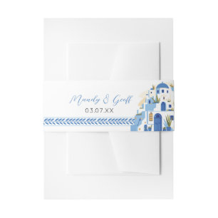 Cintas Para Invitaciones Boda Santorini Banda Belly Grecia Azul griego