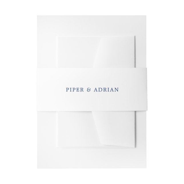 Cintas Para Invitaciones Boda sencillo elegante azul de la Marina moderna (Anverso Ejemplo)