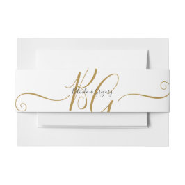 Cintas Para Invitaciones Boda Sencillo Elegante de Iniciales Doradas