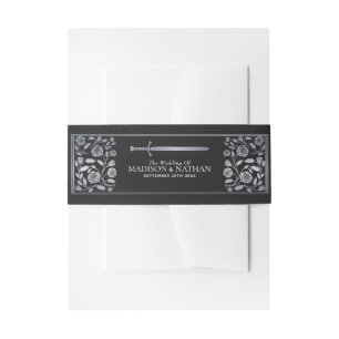 Cintas Para Invitaciones Boda Silver Black Royal Medieval Gold Sword