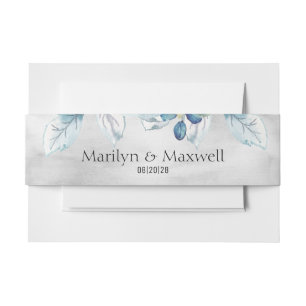 Cintas Para Invitaciones Boda Silver Dusty Blue Peony