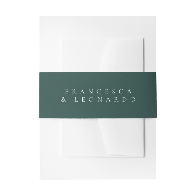 Cintas Para Invitaciones Boda Simple Clásica Esmeralda Verde (Anverso Ejemplo)