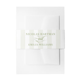 Cintas Para Invitaciones Boda Simple con Rayas Verdes y Blancas
