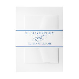 Cintas Para Invitaciones Boda Simple de Azul y Blanco