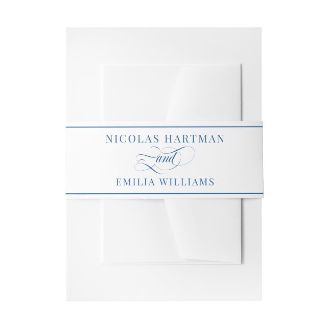 Cintas Para Invitaciones Boda Simple de Azul y Blanco (Anverso Ejemplo)