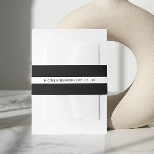 Cintas Para Invitaciones Boda simple de franja blanca y negra