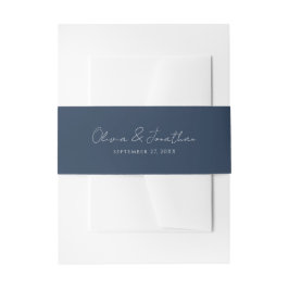 Cintas Para Invitaciones Boda Simple de Letra Manuscrita Azul Marino