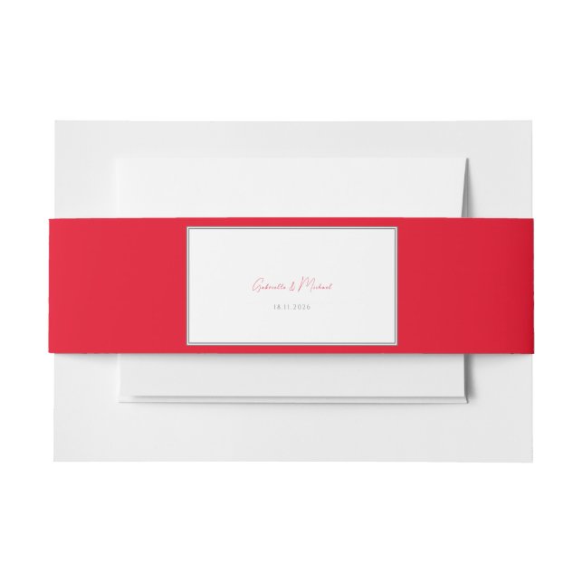 Cintas Para Invitaciones Boda Simple Elegante Chic Rojo Cereza (Anverso Ejemplo)